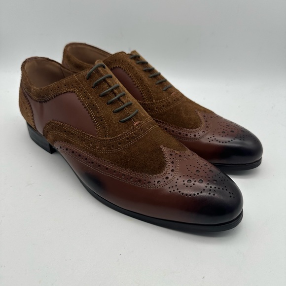 DAPPER SHOES CO. Handcrafted Genuine Leather Men's Wingtip Brogue Oxfords Sz 10 - Picture 2 of 9